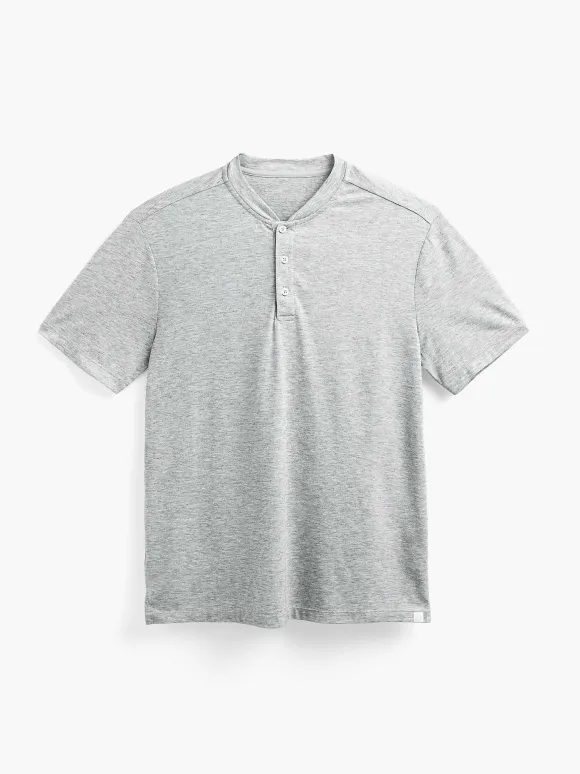 Men'S Ministry of Supply Pale Grey Heather Men'S Composite Merino Short Sleeve Henley