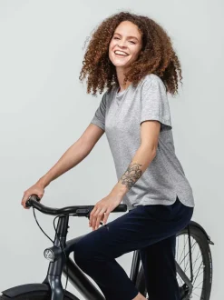 Women'S Ministry of Supply Pale Grey Heather Women'S Composite Merino Boxy Tee