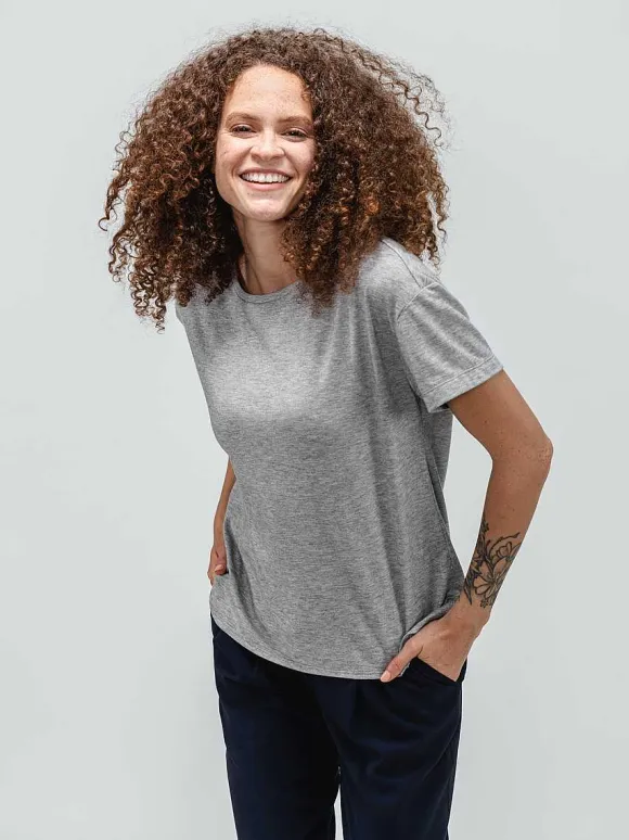 Women'S Ministry of Supply Pale Grey Heather Women'S Composite Merino Boxy Tee