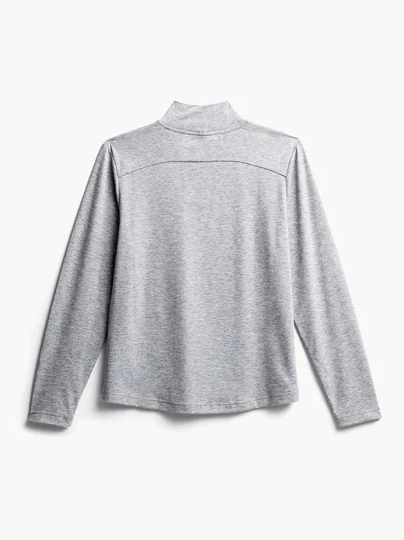 Women'S Ministry of Supply Pale Grey Heather Women'S Composite Merino Mock Neck