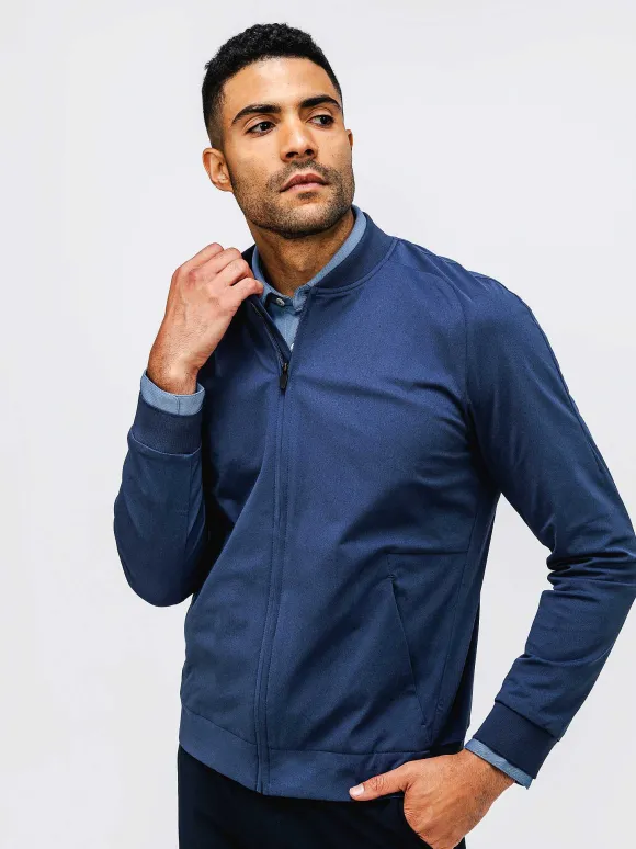 Men'S Ministry of Supply Shadow Blue Heather Men'S Kinetic Bomber Jacket