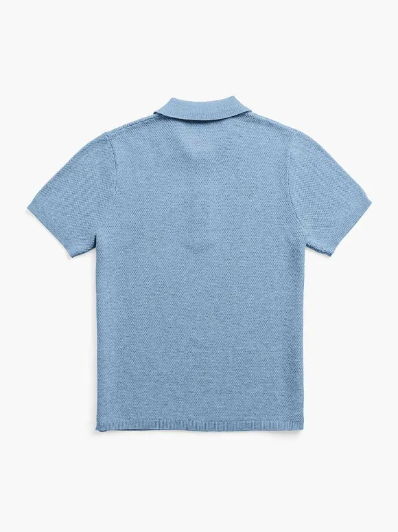 Men'S Ministry of Supply Sky Blue Men'S Labs Atlas Short Sleeve Knit Polo
