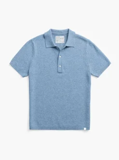 Men'S Ministry of Supply Sky Blue Men'S Labs Atlas Short Sleeve Knit Polo