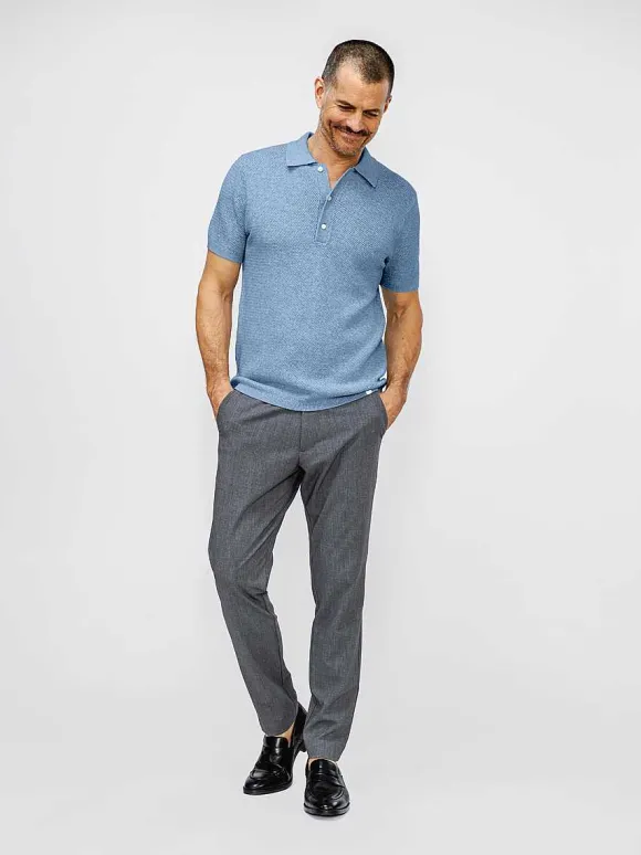Men'S Ministry of Supply Sky Blue Men'S Labs Atlas Short Sleeve Knit Polo
