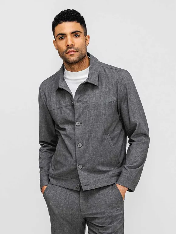 Men'S Ministry of Supply Soft Granite Men'S Velocity Shirt Jacket