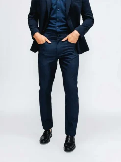 Men'S Ministry of Supply Steel Blue Heather Men'S Kinetic Twill 5-Pocket Pant