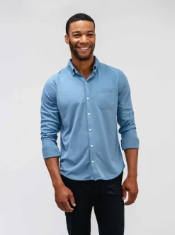 Men'S Ministry of Supply Steel Blue Men'S Apollo Raglan Sport Shirt