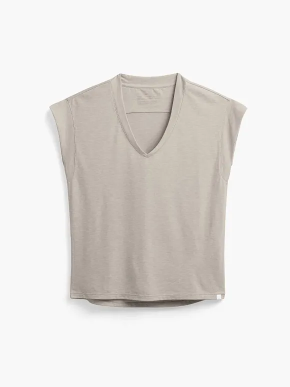 Women'S Ministry of Supply Taupe Women'S Composite Merino V-Neck Tee