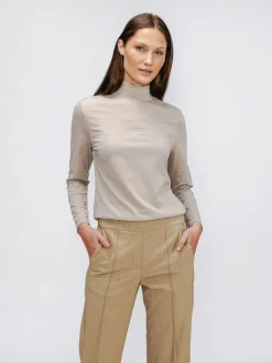 Women'S Ministry of Supply Taupe Women'S Composite Merino Mock Neck